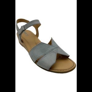 Born Women's Peral Leather Cork Wedge Sandal Light Blue - Medium